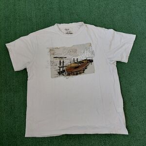Siegfried Vintage Watercraft Boat Graphic White T Shirt Sz Large